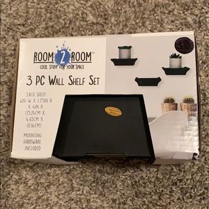 3 pc black wall shelf set